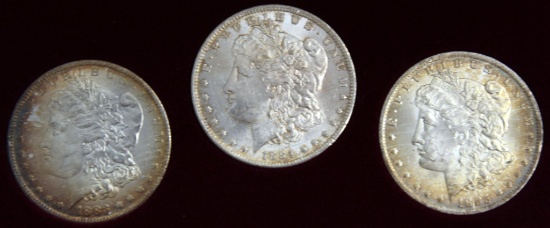 New Orleans Uncirculated Morgan Silver Dollar Collection 1883O, 1884O, 1885O