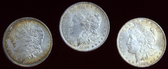 New Orleans Uncirculated Morgan Silver Dollar Collection 1883O, 1884O, 1885O