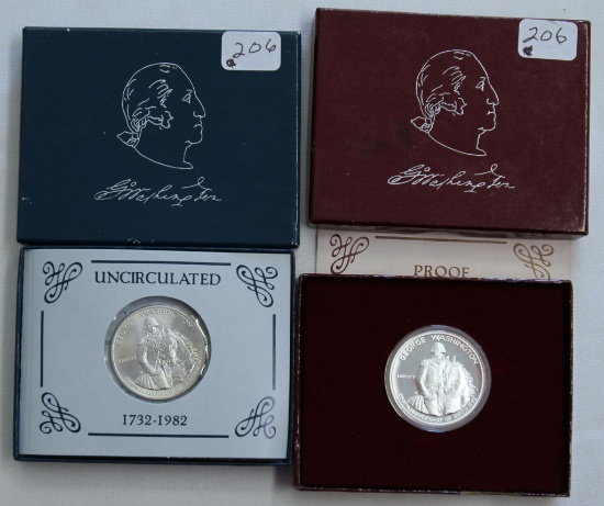 1982 George Washington Silver Commemorative Uncirculated and Proof Half Dollar Sets