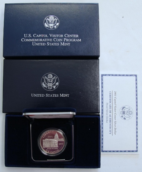 U.S. Mint 2001 Capitol Visitor Center Proof Silver Dollar