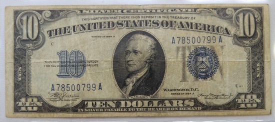 1934A $10 Silver Certificate