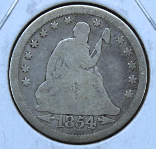 1854 w/Arrows Seated Liberty Quarter