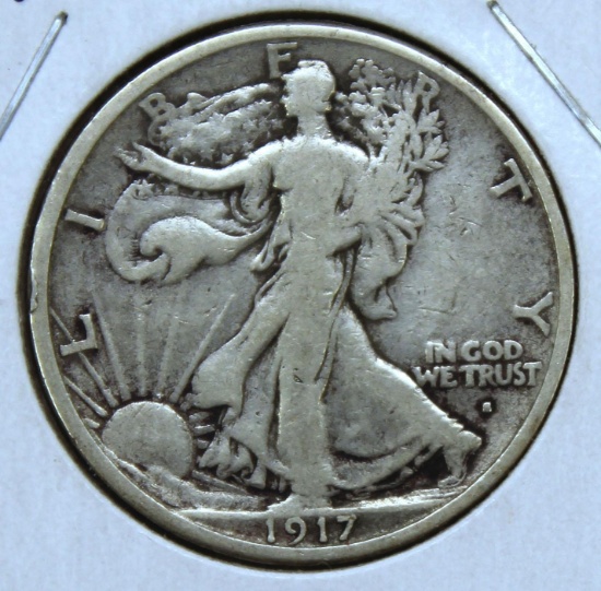 1917S Obverse Mint Mark Walking Liberty Half Dollar, Key Date