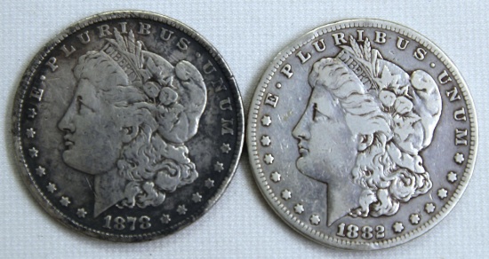 1878, 1882S Morgan Dollars