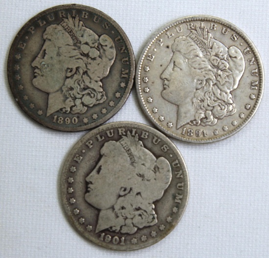 1890O, 1891, 1901O Morgan Dollars