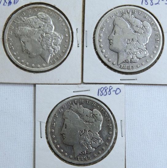 1880, 1882S, 1888O Morgan Dollars
