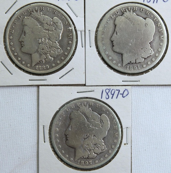 1889O, 1891O, 1897O Morgan Dollars