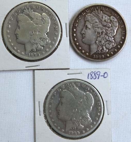 1879S, 1889, 1889O Morgan Dollars