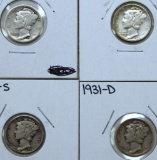 1917S, 1926D, 1929S, 1931D Mercury Dimes