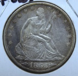 1855O w/Arrows Seated Liberty Half Dollar