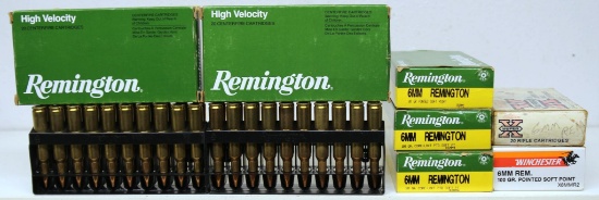(2) Full Boxes Remington 6 mm Remington 80 gr. Pointed SP Cartridges and (98) Rounds 6 mm Remington