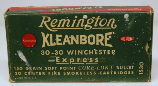 Vintage Full Box Remington .30-30 Winchester 150 gr. SP Cartridges