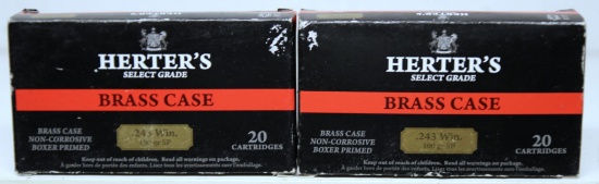 (2) Full Boxes Herter's Select Grade .243 Win. 100 gr. SP Cartridges