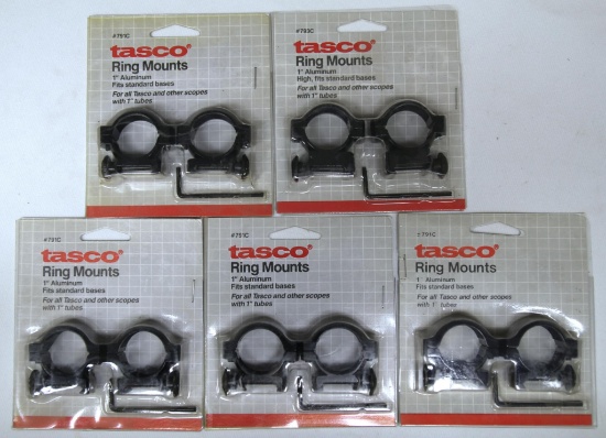 (5) Old New Stock Tasco 1" Scope Ring Mounts for Standard Bases
