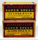 (2) Full Vintage Boxes Winchester Super Speed Cartridges - .22 LR and .22 LR HP
