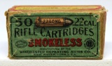 Partial Vintage Two Piece Box of 36 Winchester .22 Long 1/2 Target Cartridges