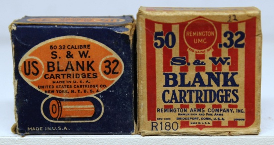 Partial Vintage Box of 42 US Cartridge Co. .32 S&W Blank, Partial Vintage Box of 22 Remington UMC
