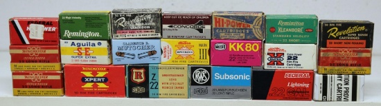 20 Vintage Partial and Empty .22 Short and LR Cartridge Boxes