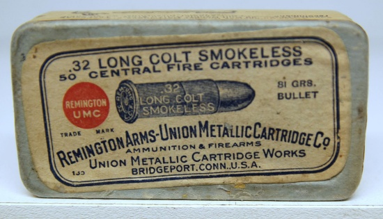 Full Vintage Sealed Two Piece Box .32 Long Colt Cartridges