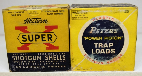 Full Vintage Box Peters "Power Piston" 12 Ga.Trap Loads and Full Vintage Box Western Super-X 12 Ga.