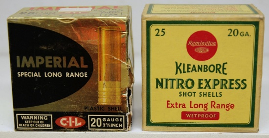 Full Vintage Box Remington 20 Ga. Nitro Express and Full Vintage Box Imperial 20 Ga. 7 1/2 Shot