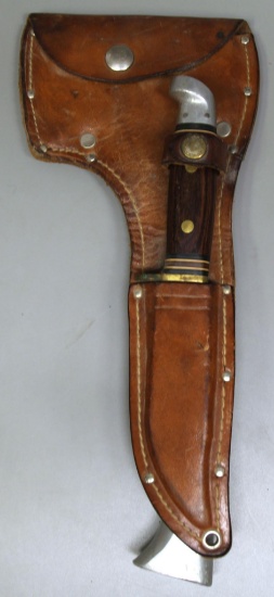 Western Hunting Knife and Hatchet w/Leather Sheath
