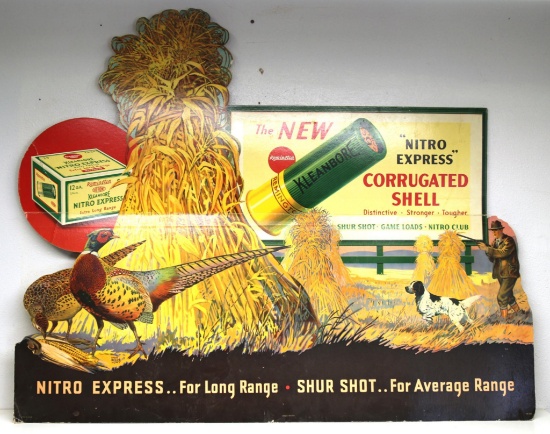 42 1/2" x 33 5/8" Remington Kleanbore Nitro Express Shotshell Cardboard Advertising Store Countertop