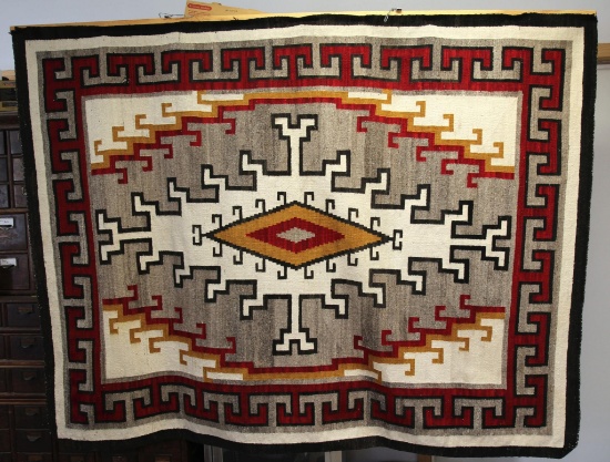 Large Navajo Indian Rug, 82" x 60"