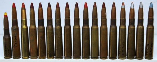 17 Rounds .50 Cal. Cartridges to include 1 Spotting Cartridge, 4 Incendiary Cartridges, 12 Tracer