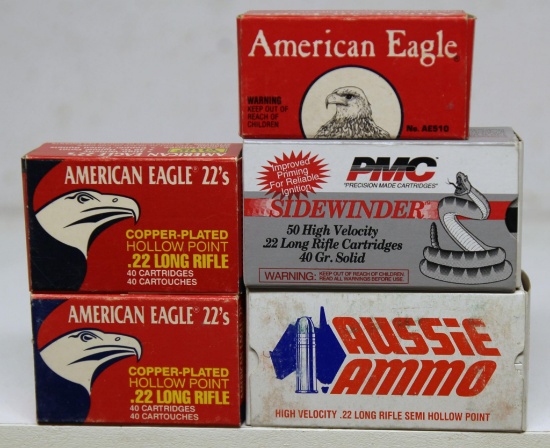 2 Full Boxes of 40 American Eagle .22 LR, Full Box of 50 American Eagle .22 LR, Full Box of 50