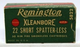 Full Vintage Box Remington .22 Short Spatter-less Cartridges