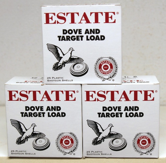3 Full Boxes Estate Dove & Target Load 12 Ga. 2 3/4" 8 Shot Shotgun Shells