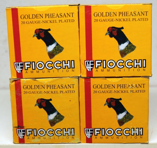 4 Full Boxes Fiocchi Golden Pheasant 20 Ga. 3" 5 Shot Shotgun Shells