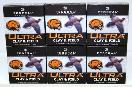 6 Full Boxes Federal Ultra Clay & Field 20 Ga. 2 3/4" 7 1/2 Shot Shotgun Shells