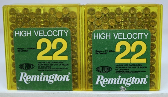 2 Full Boxes of 100 Remington 22 High Velocity .22 LR Cartridges