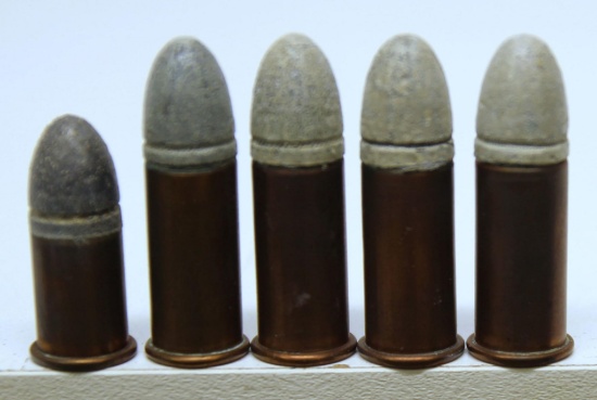5 UMC .44 Rim Fire Collector Cartridges - 1 Short, 4 Long
