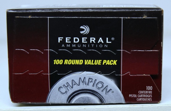 Full Box 100 Federal 9 mm Luger 115 gr. FMJ RN Cartridges