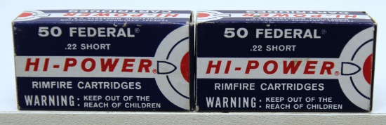 2 Full Vintage Boxes Federal Hi-Power .22 Short Cartridges