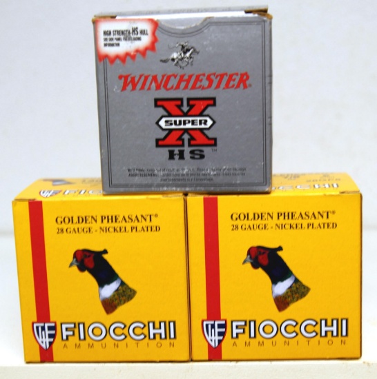 2 Full Boxes Fiocchi Golden Pheasant 28 Ga. 2 3/4" 6 Shot, Full Box Winchester 28 Ga. 2 3/4" 6 Shot