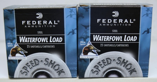 2 Full Boxes Federal Steel Waterfowl Load 12 Ga. 3" 3 Shot Shotgun Shells
