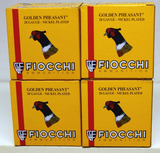 4 Full Boxes Fiocchi Golden Pheasant 28 Ga. 2 3/4" 6 Shot Shotgun Shells