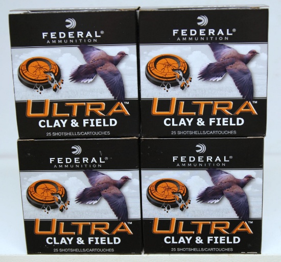 4 Full Boxes Federal ULTRA Clay & Field 20 Ga. 2 3/4" 7 1/2 Shot Shotgun Shells