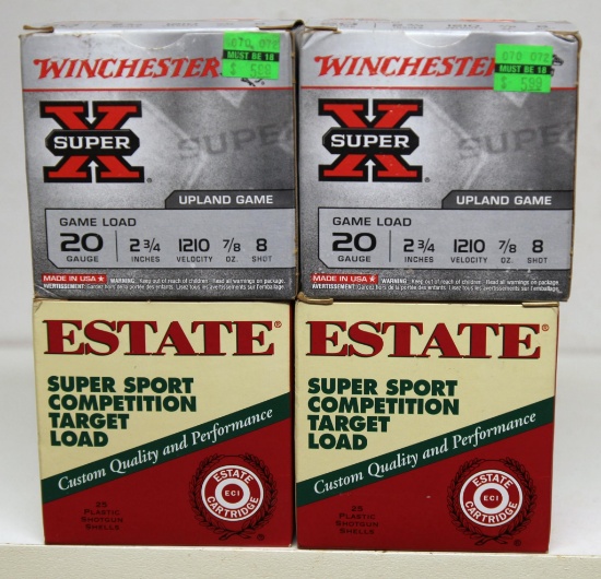 2 Full Boxes Estate, 2 Full Boxes Winchester 20 Ga. 2 3/4" 8 Shot Shotgun Shells