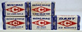 5 Full Vintage Boxes CCI Cartridges - Mini-Mag .22 Long, Mini-Mag .22 LR, Mini-Group 22 LR, Mini-Mag
