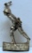 WWII German Soldier w/Potato Masher Grenade Nickel Plated Iron Wall Plaque, Made in Germany, Right