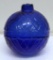 1800's Cobalt Blue Glass Embossed Target Ball