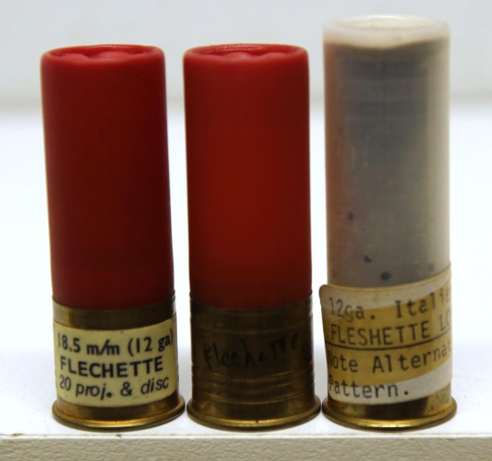 3 Collectible 12 Ga. Flechette Shotshells - 2 Western Super-X, 1 Italian Fiochhi