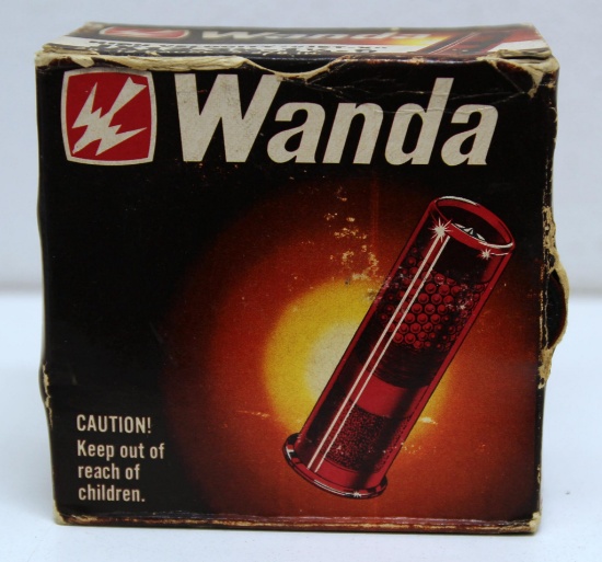 Full Vintage Box Wanda 12 Ga. 2 3/8" 9 Shot Shotshells, Some Bulging on Sides of Box