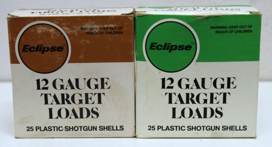 2 Full Different Vintage Boxes Eclipse 12 Ga. 2 3/4" 8 Shot Target Load Shotshells