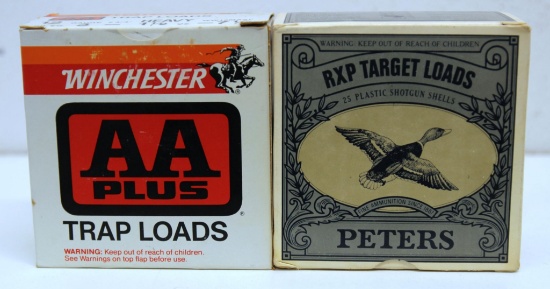 2 Full Vintage Boxes 12 Ga. Shotshells - Winchester AA Plus 2 3/4" 7 1/2 Shot Trap Load and Peters 2